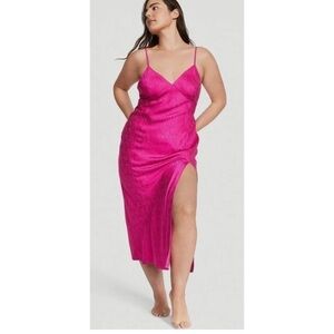 Victoria secret slip maxi dress women L pink romantic feminine lace back Y2K